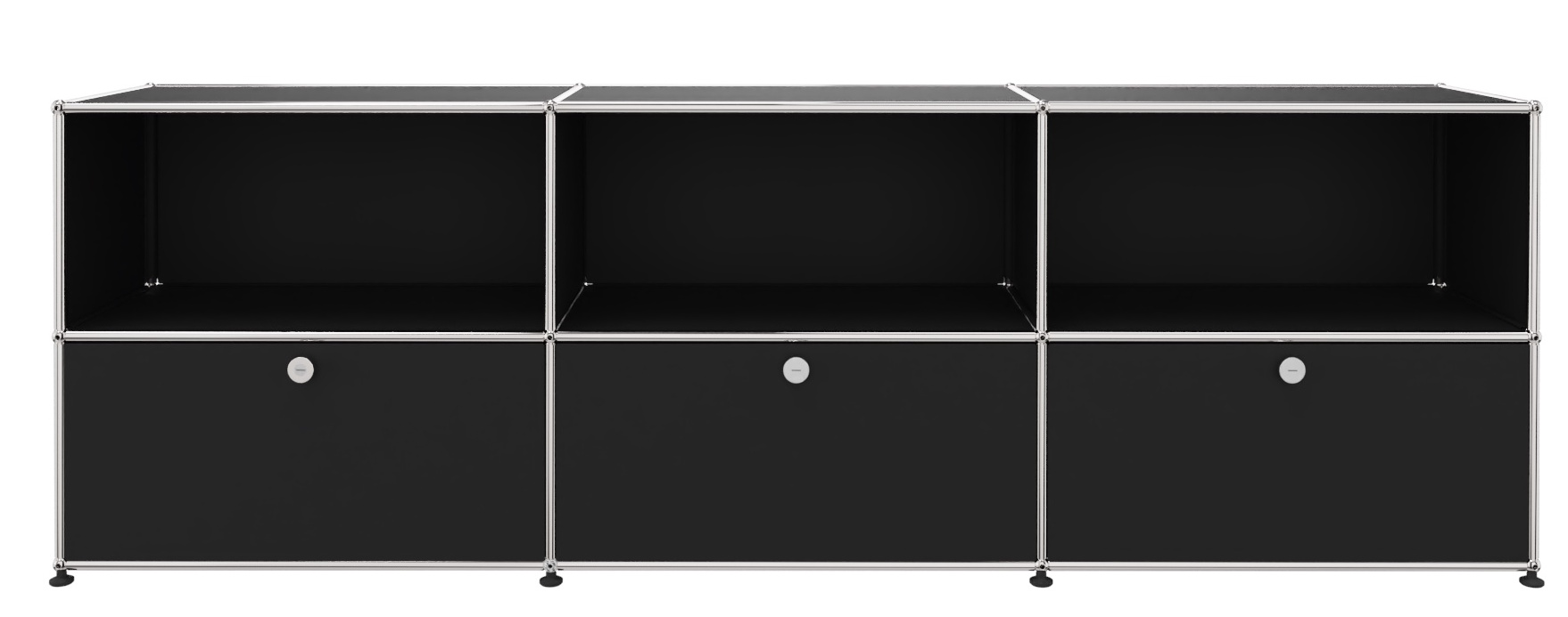 USM Haller Sideboard 3 Open / 3 Flaps Noir graphite - FAST DELIVERY     