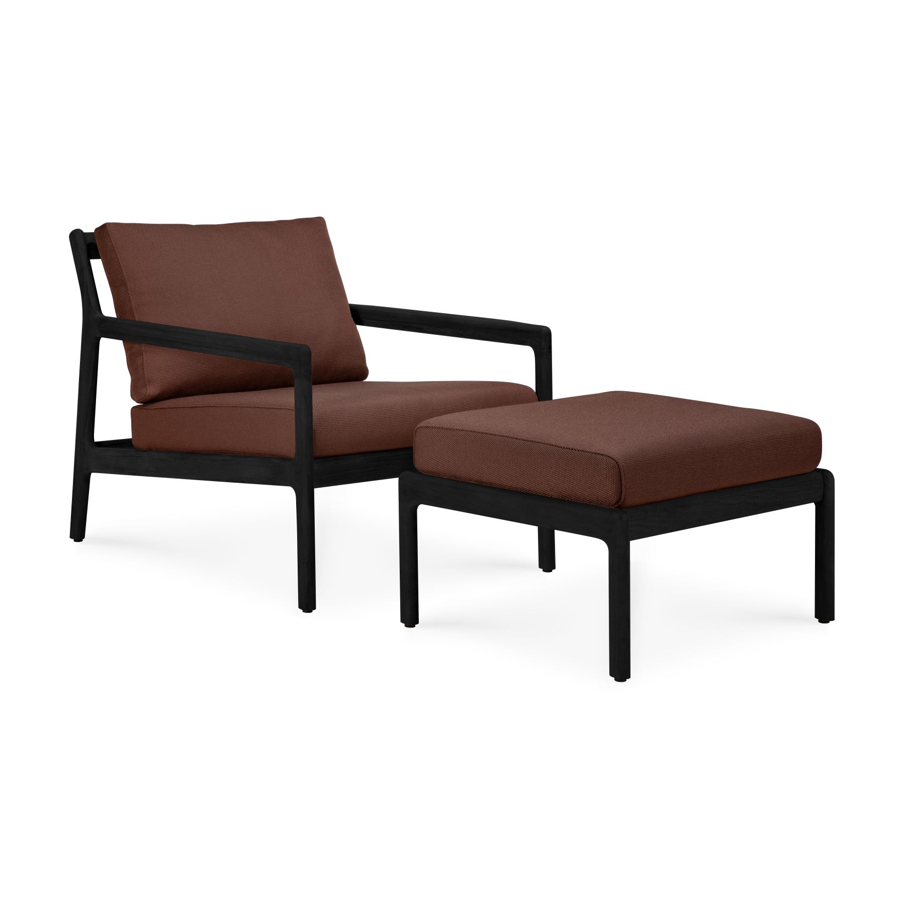 Fauteuil de jardin Jack Outdoor Lounge Chair en teck laqué noir et bordeaux Ethnicraft