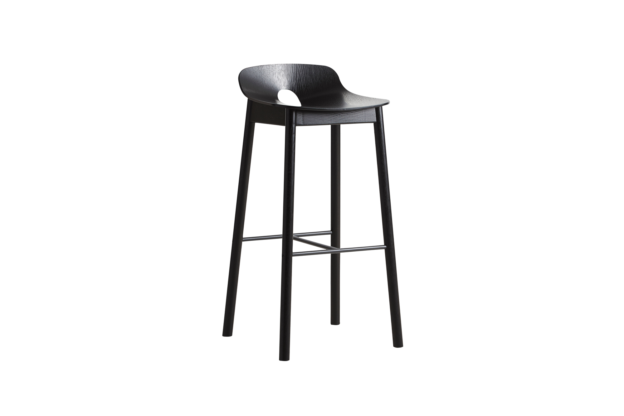 Mono Tabouret de Bar Cendre Laquée Noir Woud