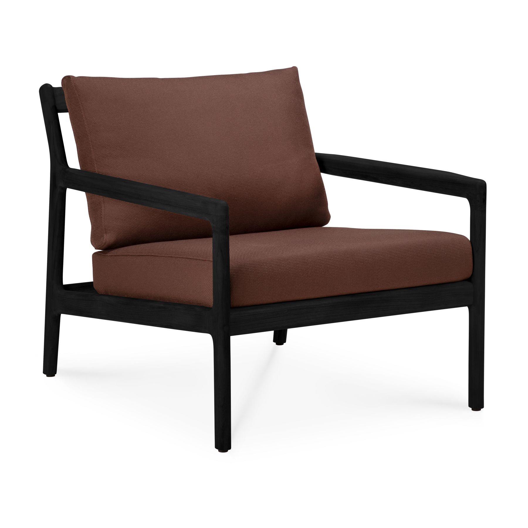 Fauteuil de jardin Jack Outdoor Lounge Chair en teck laqué noir et bordeaux Ethnicraft