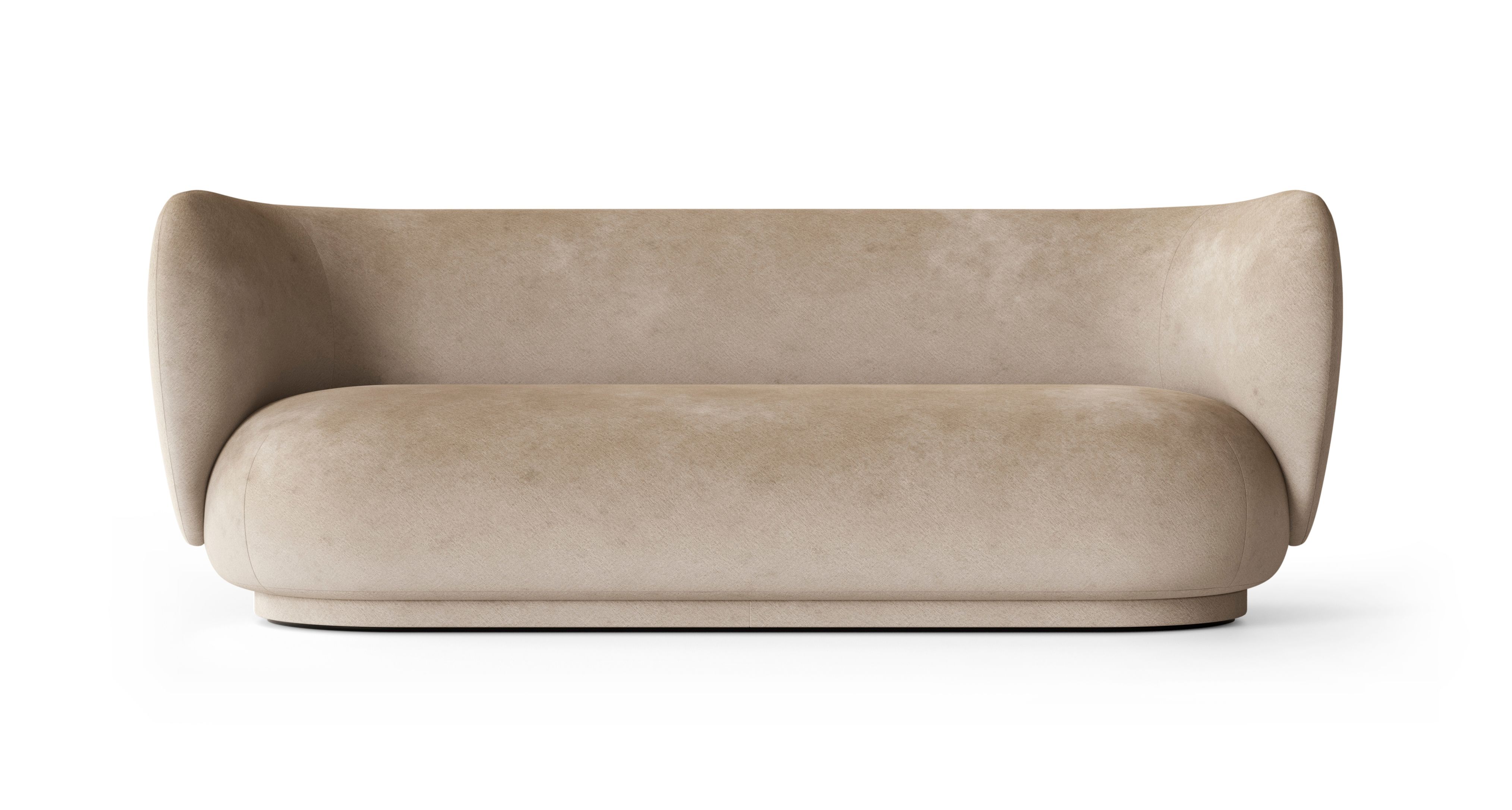 Rico Sofa 3-Sitzer von Ferm Living in Sandfarbenem Samt, modernes Wohnzimmer Sofa.