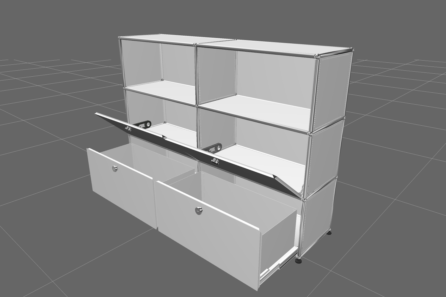 USM Haller Highboard 2 Open / 2 Flaps / 2 Drawer Blanc pur - FAST DELIVERY       
