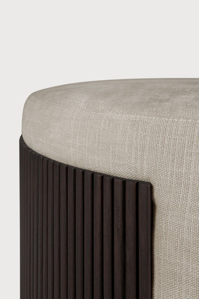 Roller Max Pouf Acajou Marron Foncé / Tissu Riz Ethnicraft