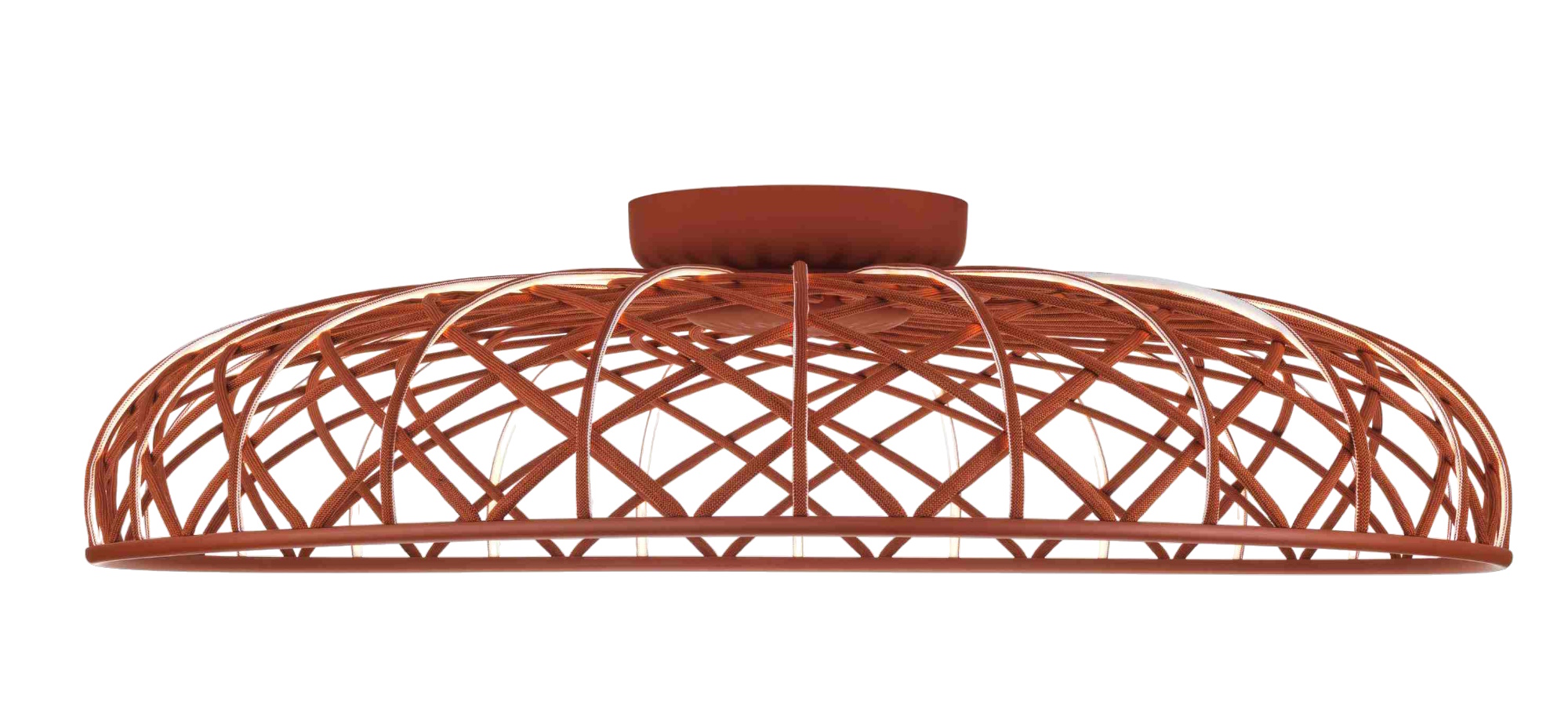 Skynest Deckenleuchte in Ziegelrot von Flos: Moderne Hängeleuchte mit einzigartigem, geflochtenem Design.