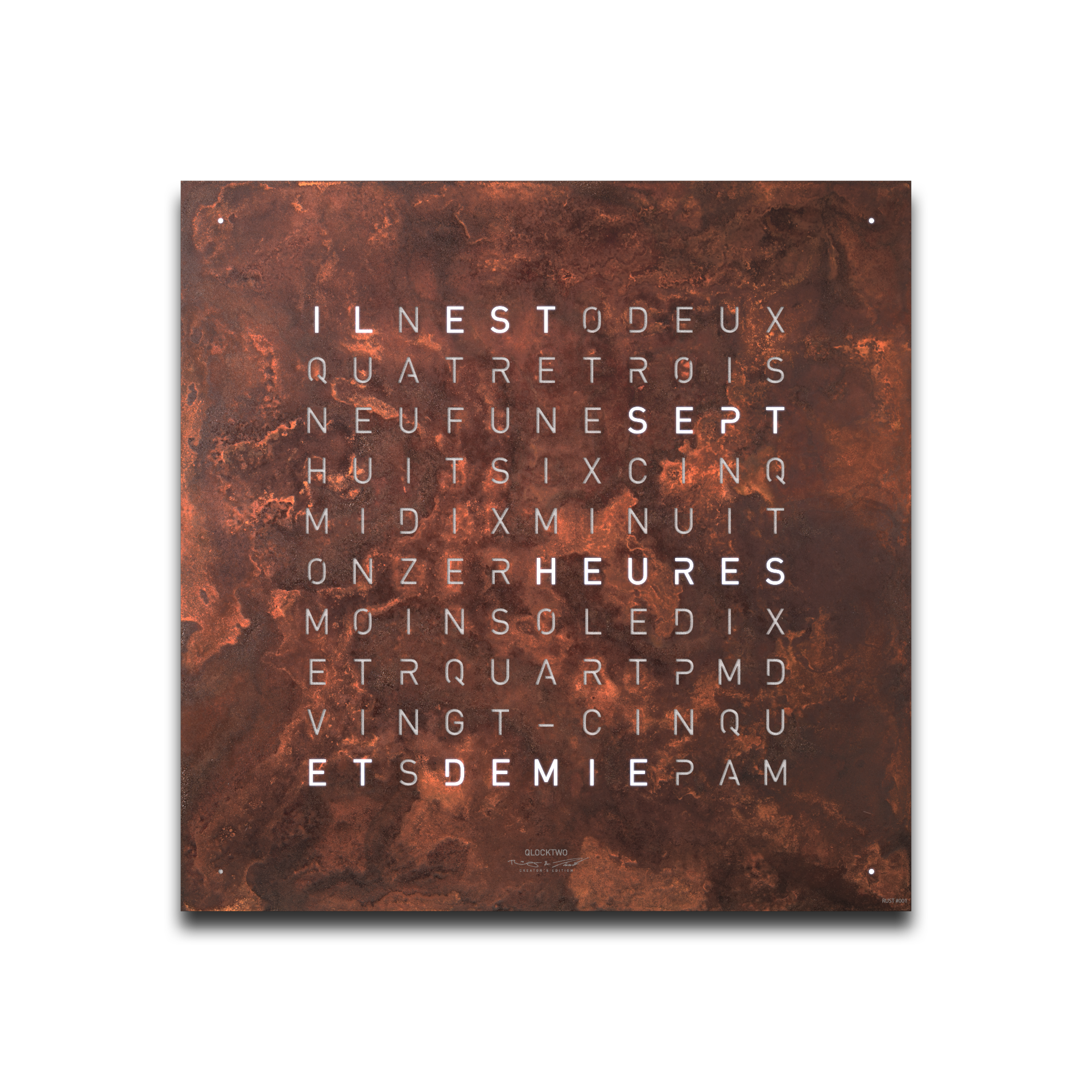 Earth 180 Creator's Edition Horloge murale / Objet temporel Français QLOCKTWO