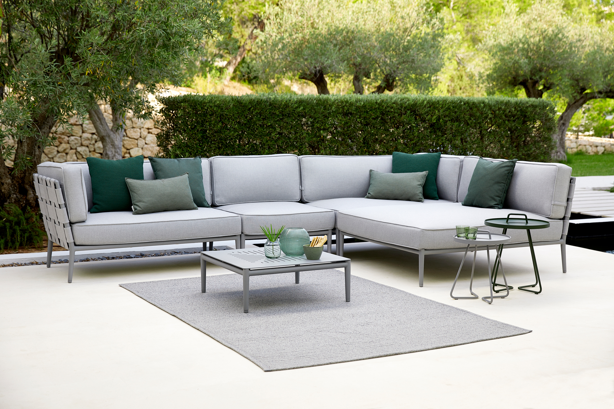 Conic AirTouch Outdoor 2 places modulaire canapé droite gris clair Cane-Line