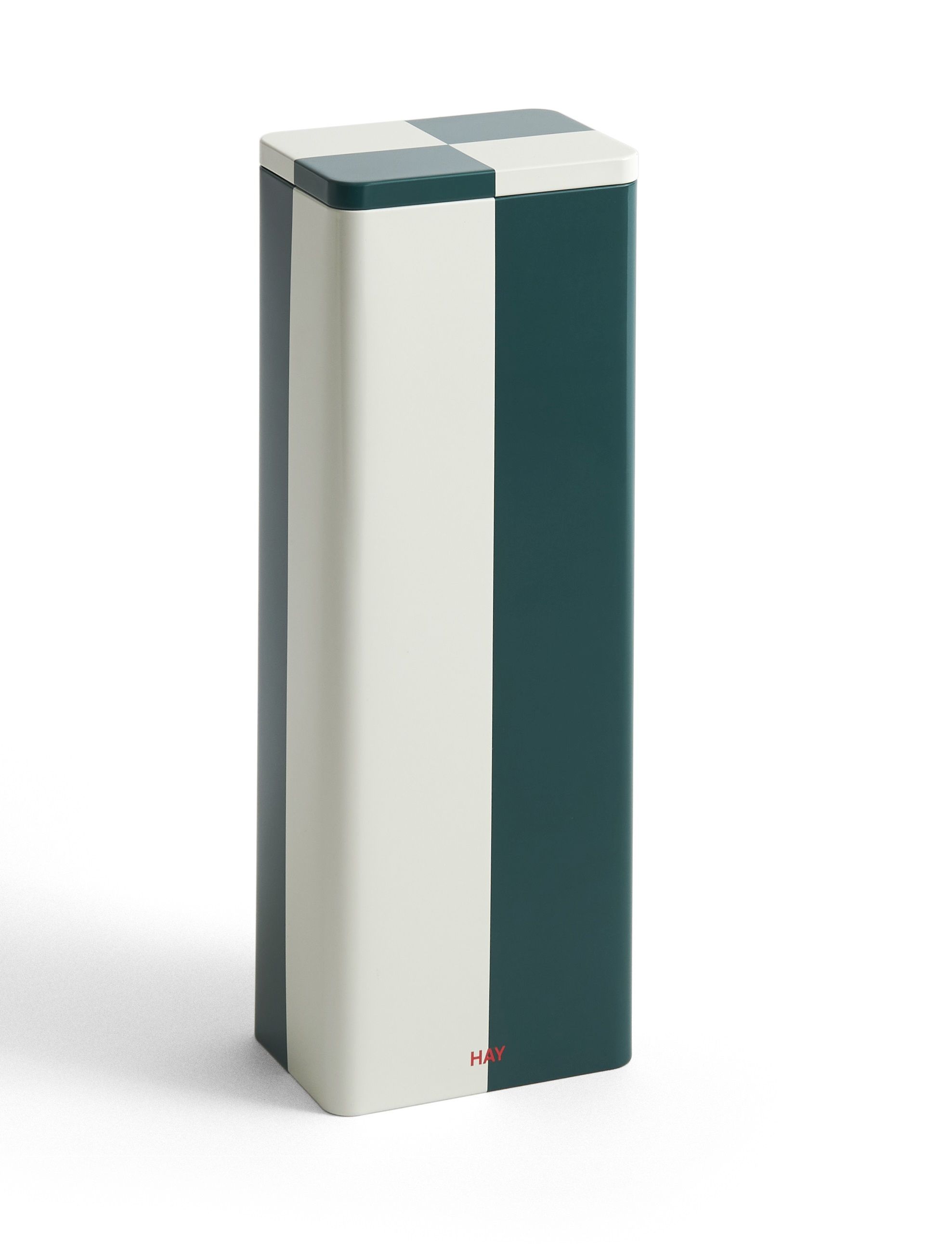Tin Container Slim Green and off-white Boîte de rangement Hay 