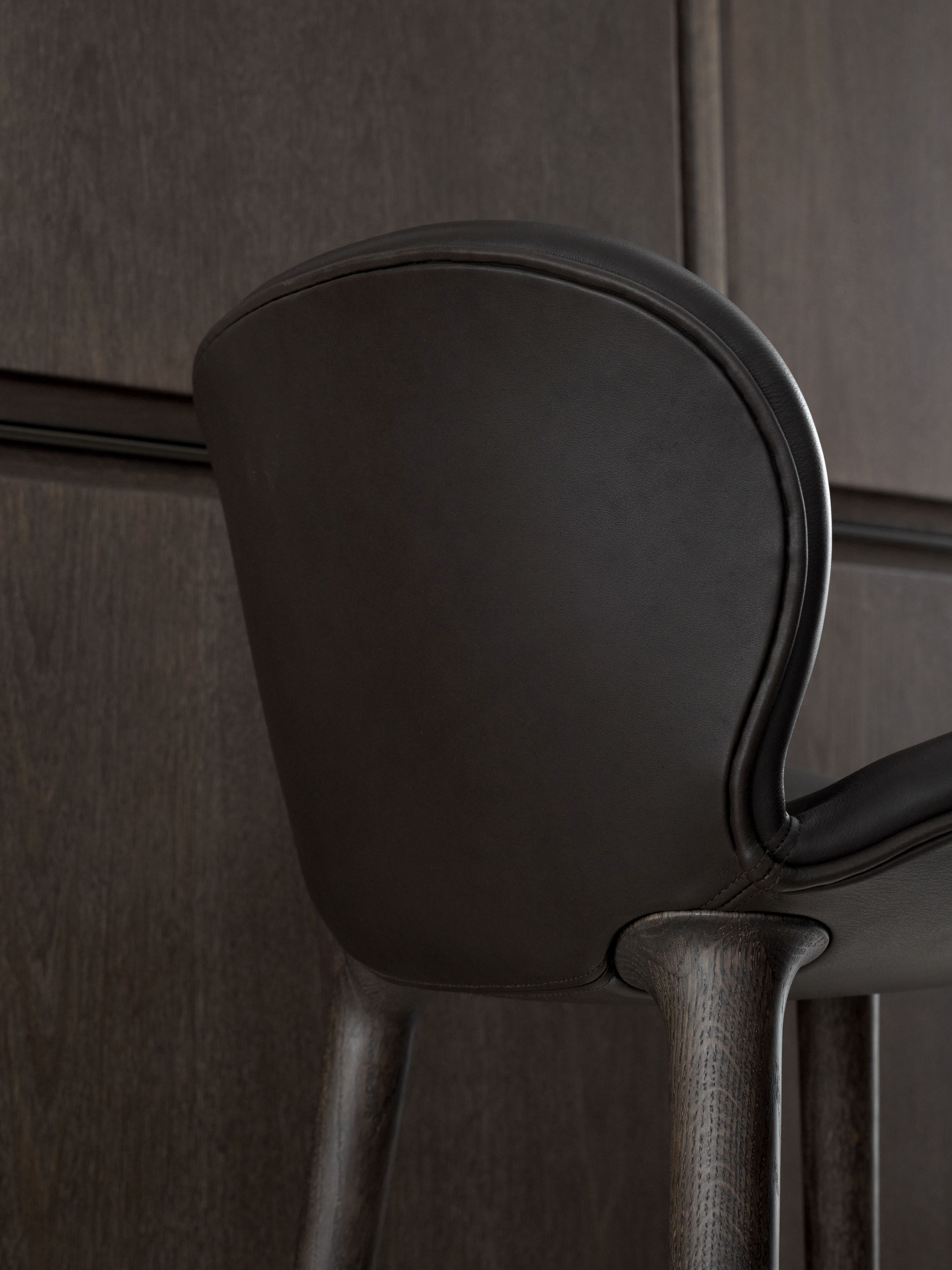 Lodge Tabouret de bar chêne foncé / cuir brun foncé Vipp