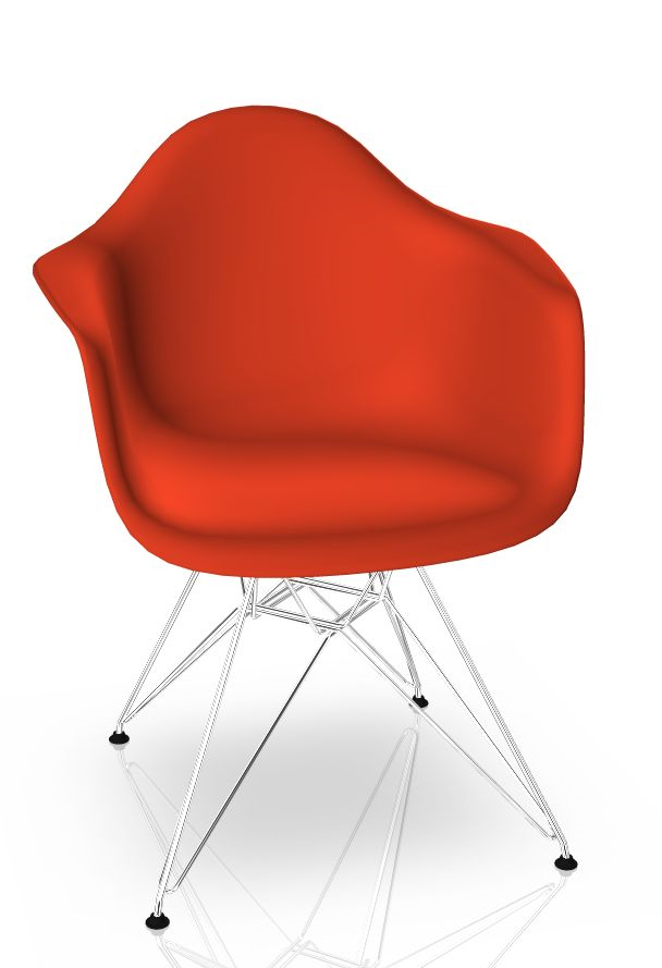 Eames Plastic Arm Chair DAR Chaise Vitra Chromé - Poppy red