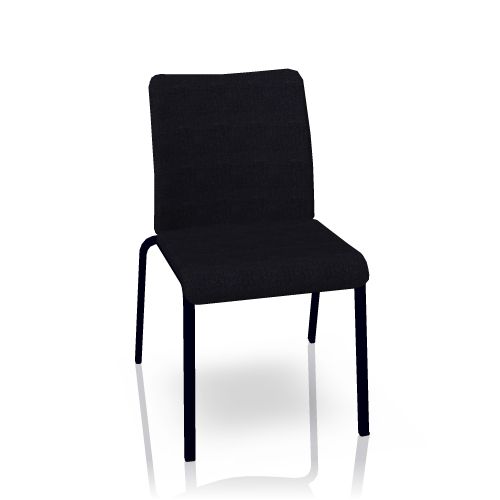 Schwarzer Eastside Stuhl von Steelcase mit Polsterrücken und vier Füßen, stapelbarer Konferenzstuhl.