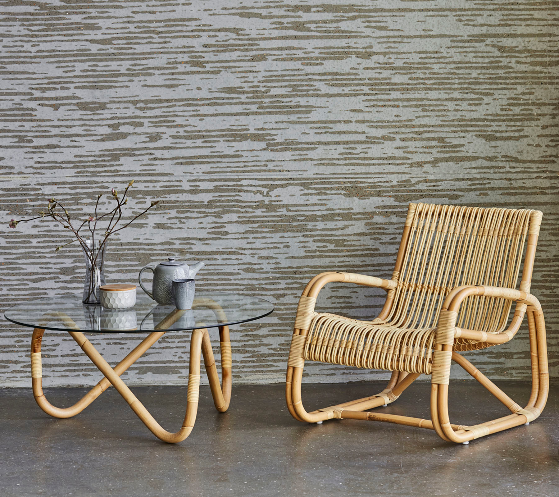 Curve chaise longue naturel/noir Cane-Line