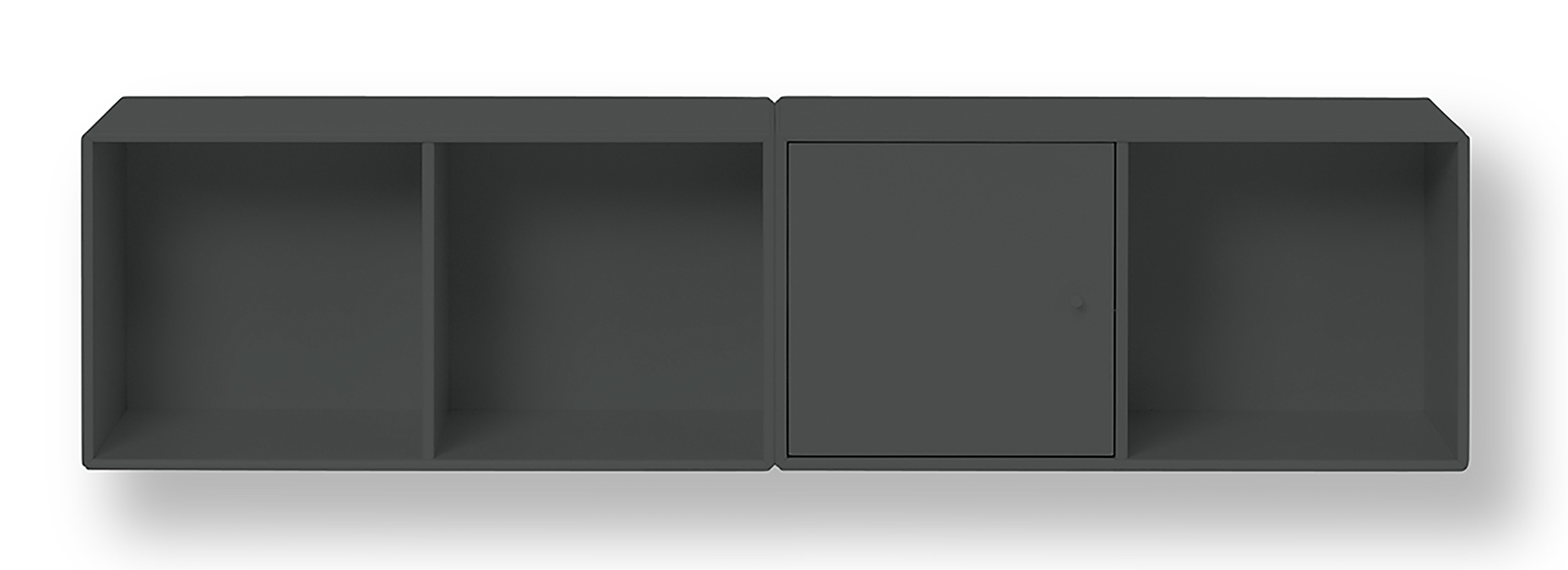 Anthrazitfarbenes Montana LINE Wandregal mit Fächern und einer Tür, modernes Design für Wohnzimmer und Büro.