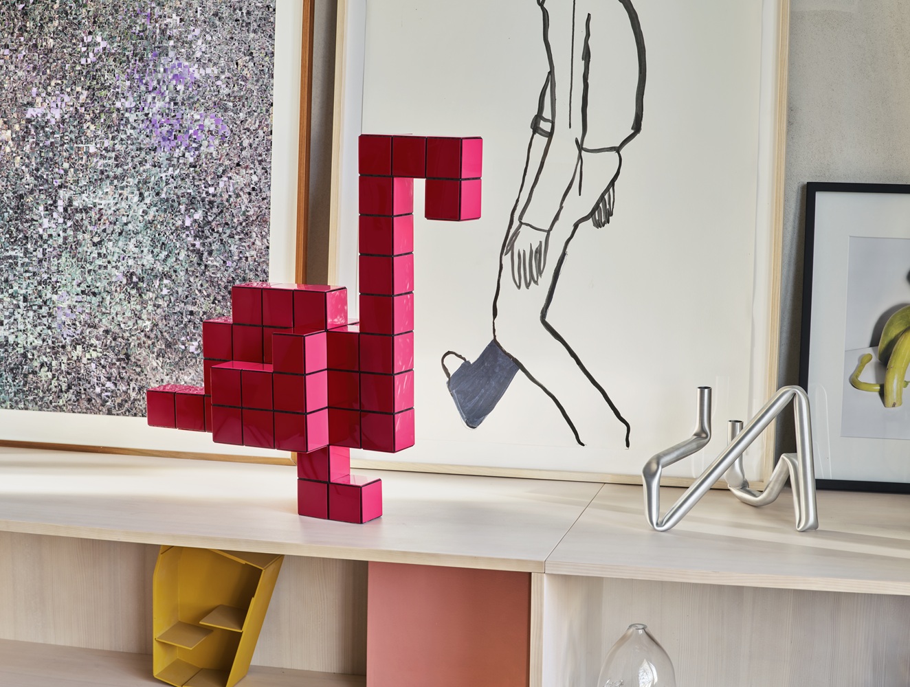 Panton Cubes Flamingo Duoton Sculpture Vitra