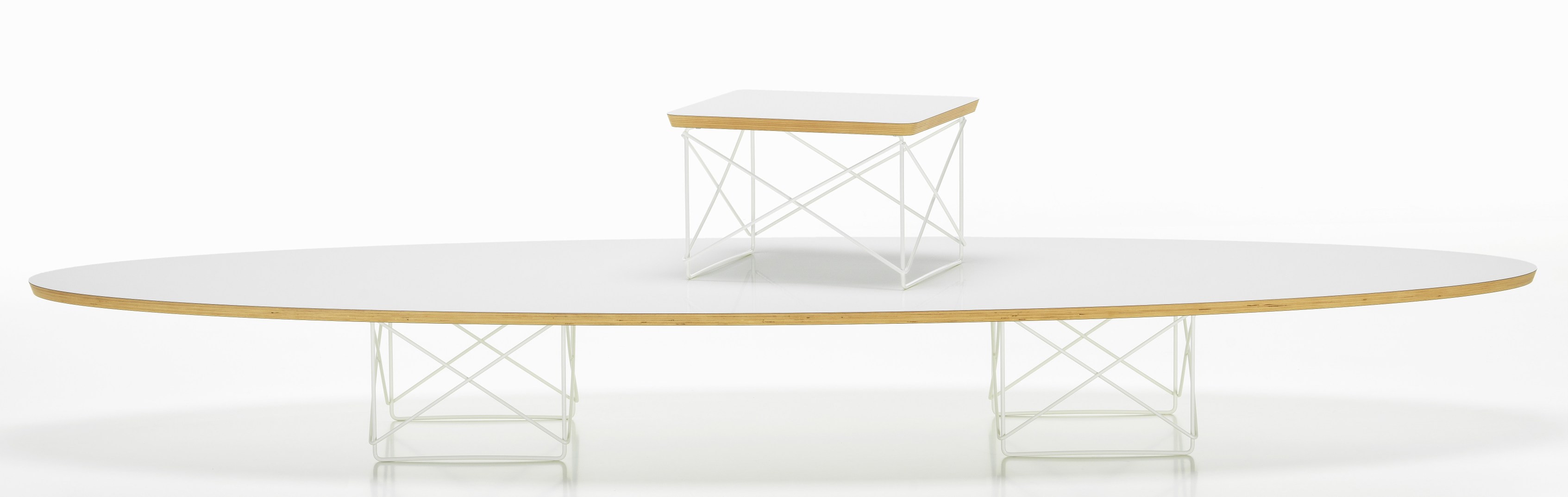 Elliptical Table ETR Table Eames / table basse Vitra HPL blanc, piétement blanc revêtu par poudre