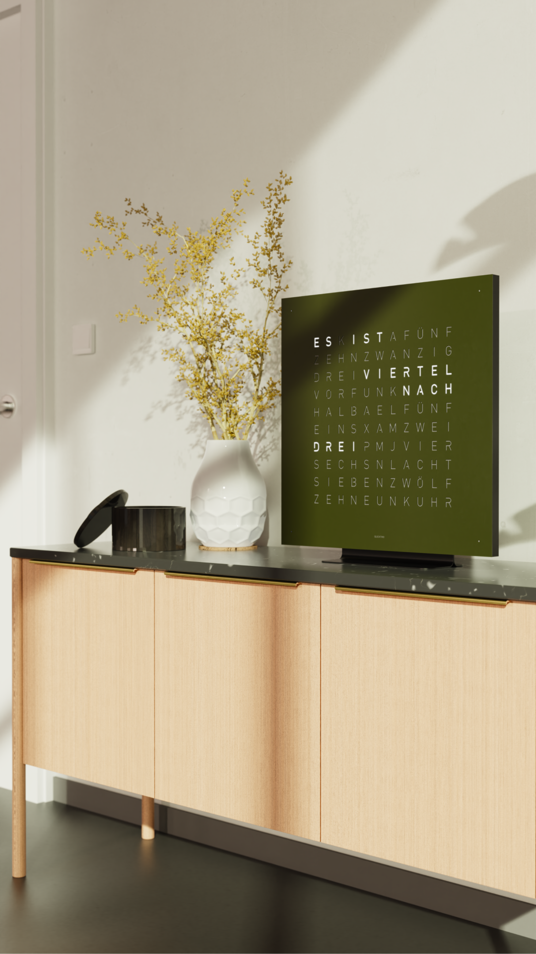 Earth 45 Steel Series Horloge murale / Objet temporel Allemande QLOCKTWO