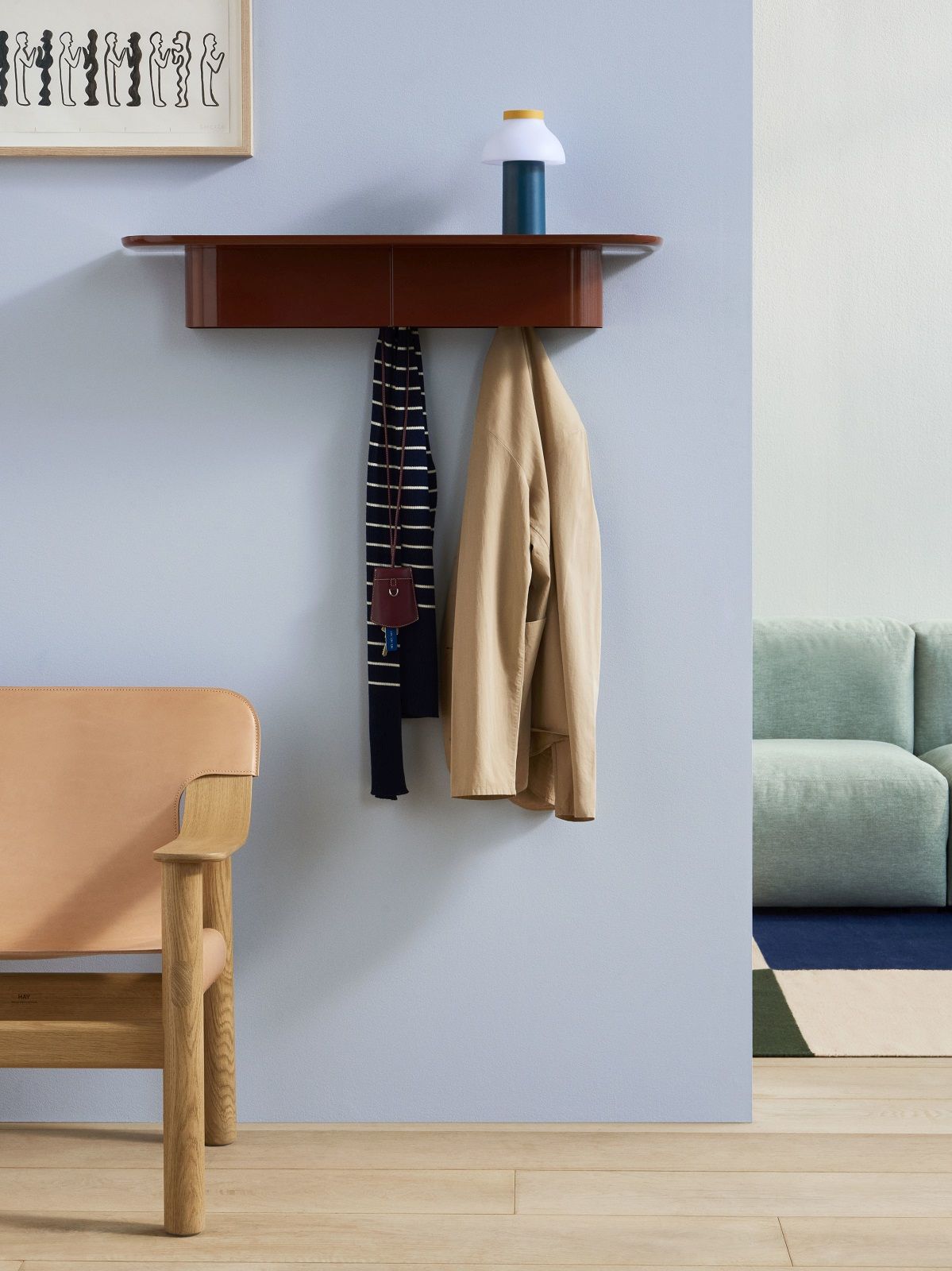 Corps Shelf Small 7 hooks Étagère murale Hay