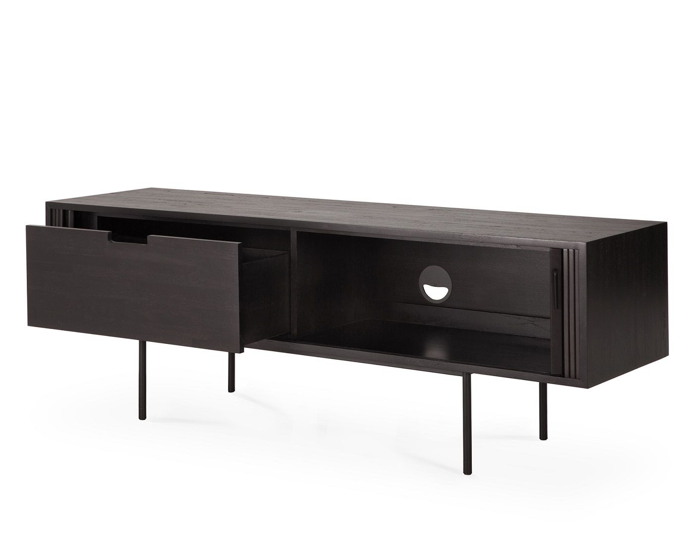 Roller Max TV bahut teck noir 2 portes Ethnicraft