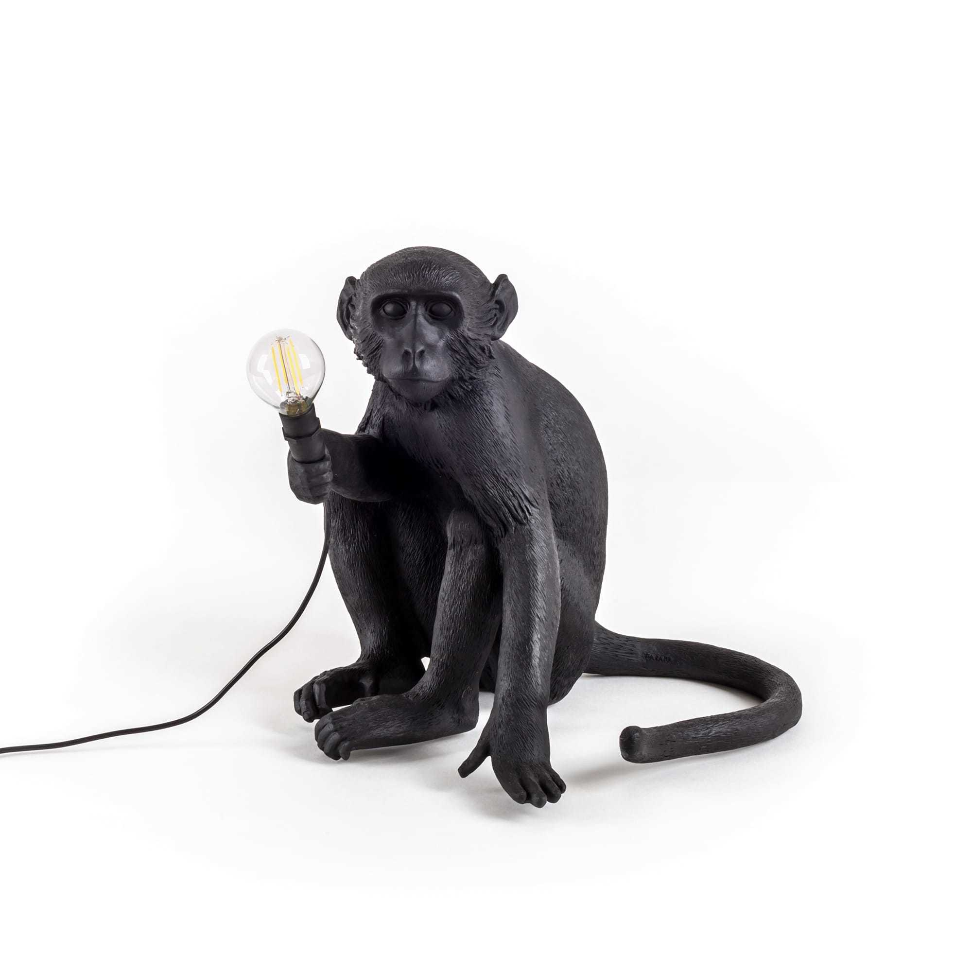 Monkey assis Indoor / Outdoor Lampe de table noir Seletti
