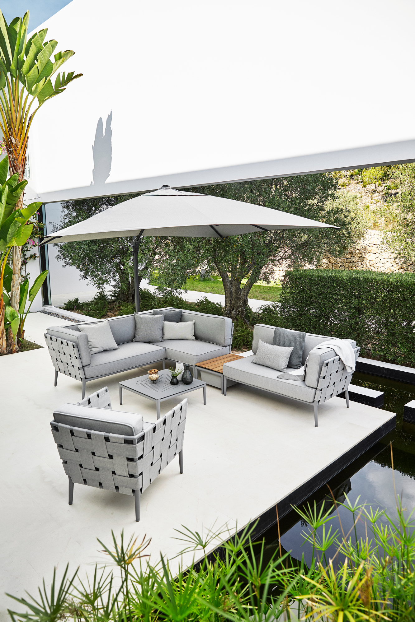 Conic AirTouch Outdoor 2 places canapé modulaire gauche gris clair Cane-Line