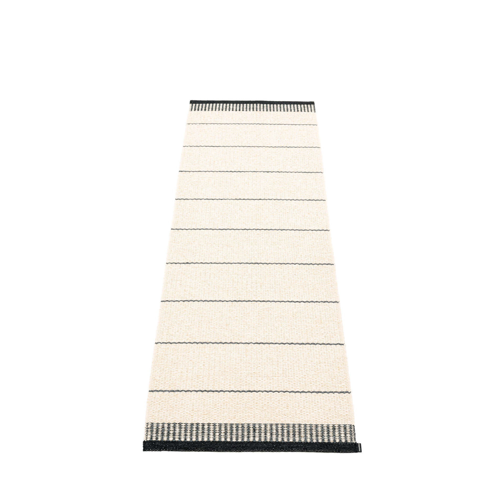 Belle Kunststoffteppich Pappelina Schwarz 60x200 cm mit Streifenmuster, ideal als Küchenteppich oder Badteppich.