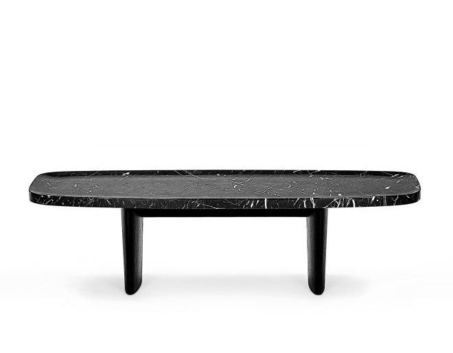 Classicon Beistelltisch Matéria Side Table aus schwarzem Nero Marquina Marmor, elegante Wohnzimmer-Dekoration.