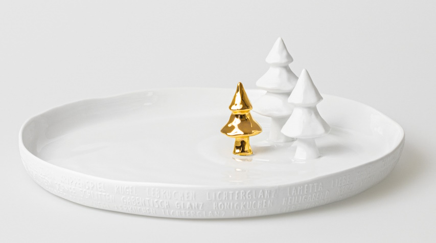 Histoires de porcelaine Assiette Sapins Roues