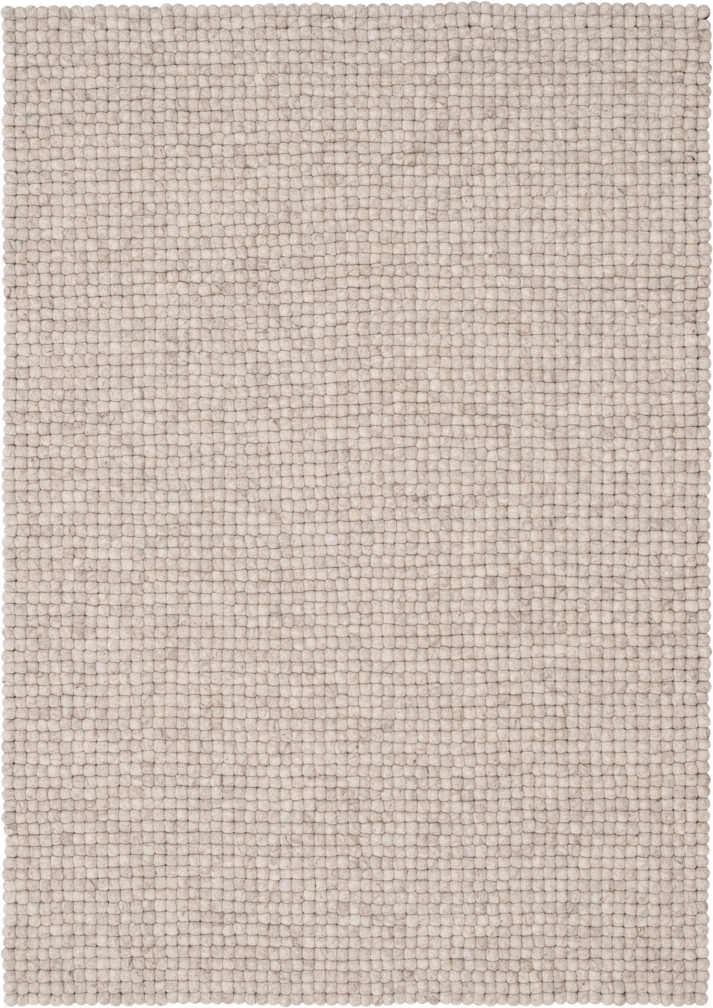 Myfelt Teppich Bela 160x230 cm aus beigen Filzkugeln, handgefertigt und nachhaltig.
