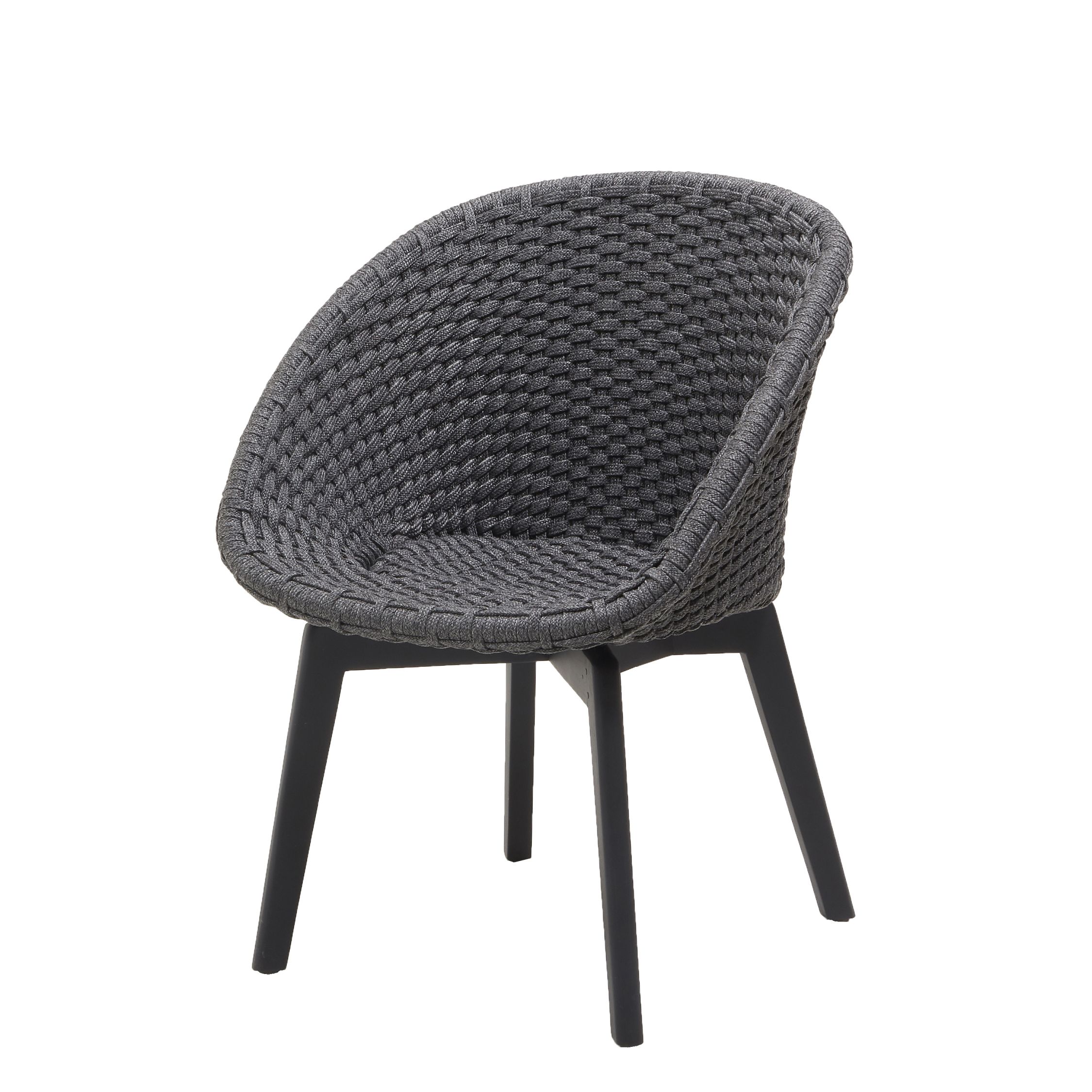 Peacock Outdoor Fauteuil Rope Noir avec pieds en aluminium Cane-Line