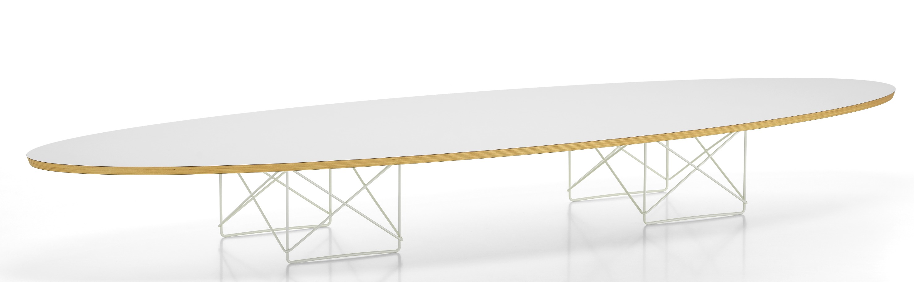 Elliptical Table ETR Table Eames / table basse Vitra HPL blanc, piétement blanc revêtu par poudre
