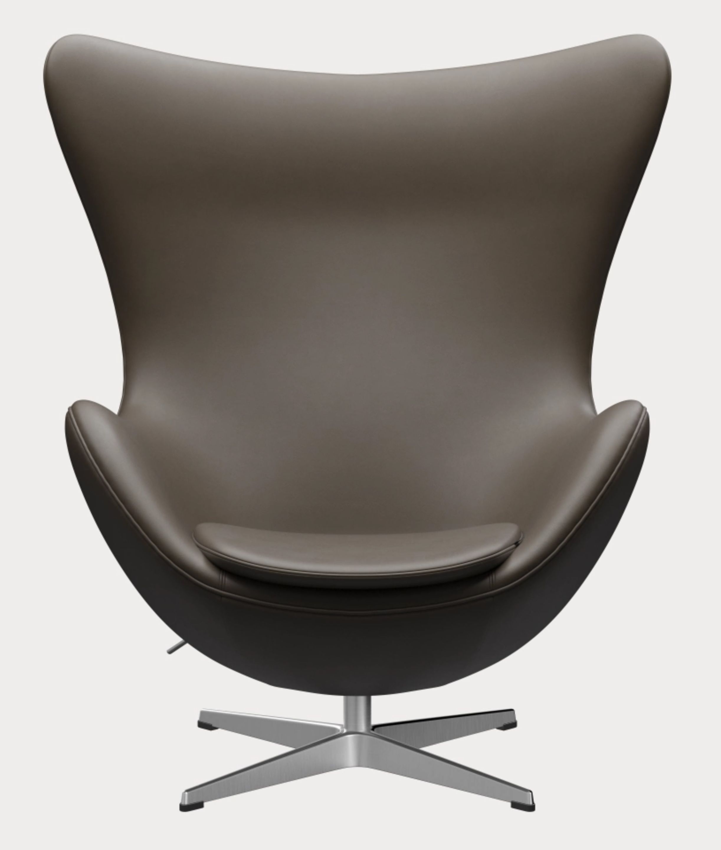Egg Chair aus Leder in Stein von Fritz Hansen mit silbernem Fuß.