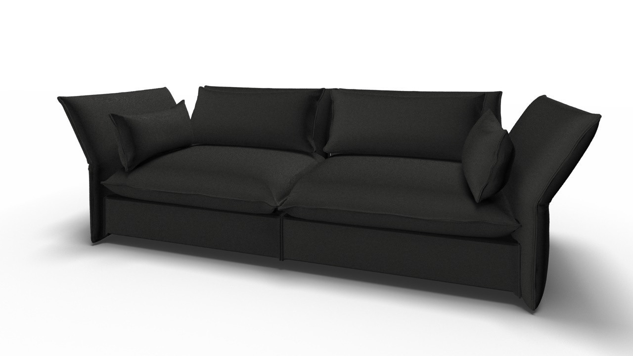 Dunkelgraues Mariposa Sofa von Vitra, ein modernes 3-Sitzer Sofa mit verstellbaren Seitenteilen.