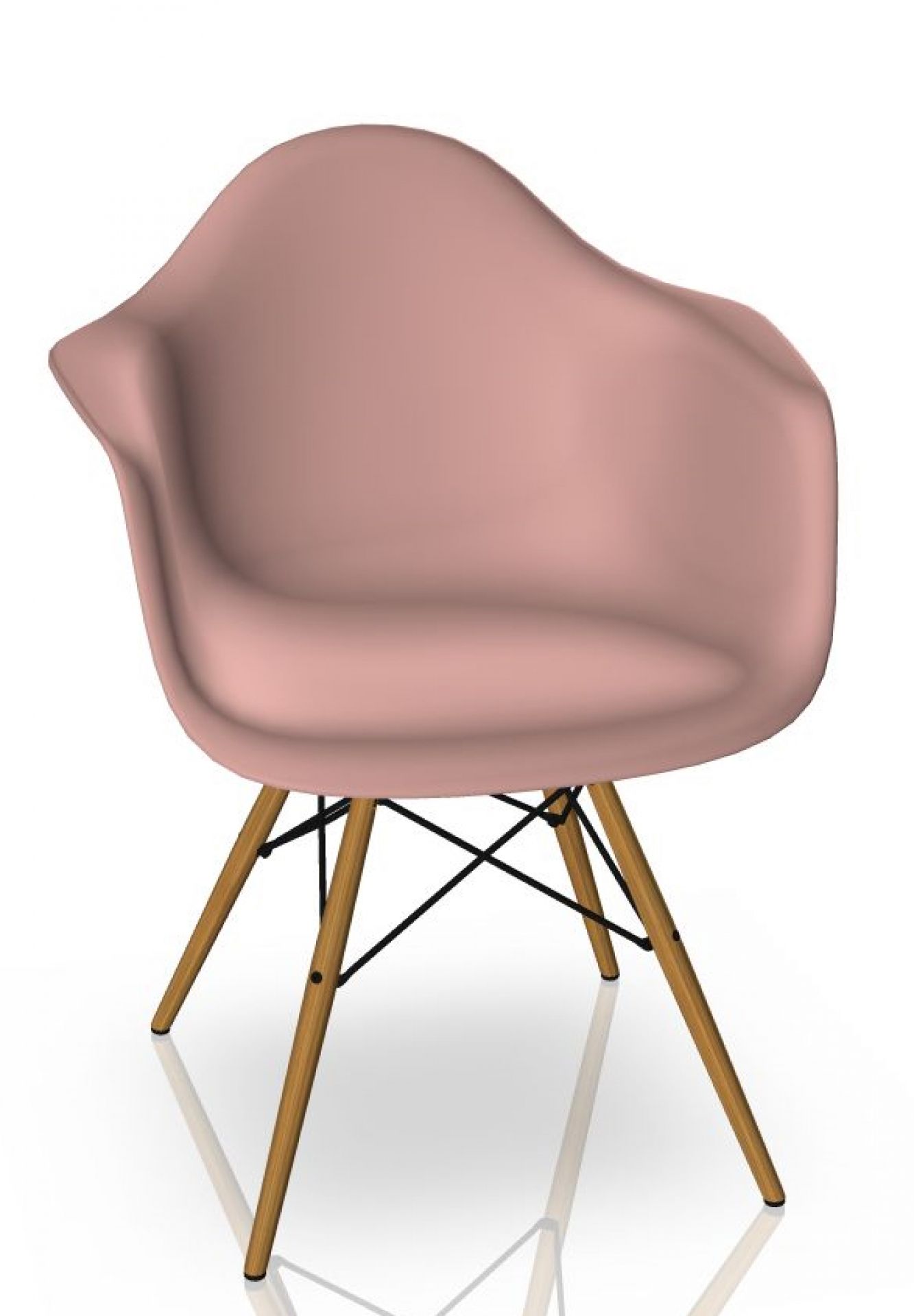 Eames Plastic Arm Chair DAW Chaise Vitra Frêne - Rose tendre