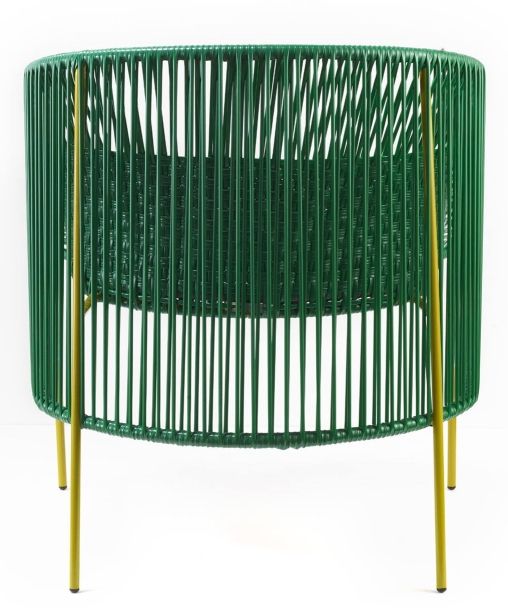 Caribe Lounge Chair Fauteuil d'extérieur ames Vert émeraude / Rose chewing-gum / Jaune curry