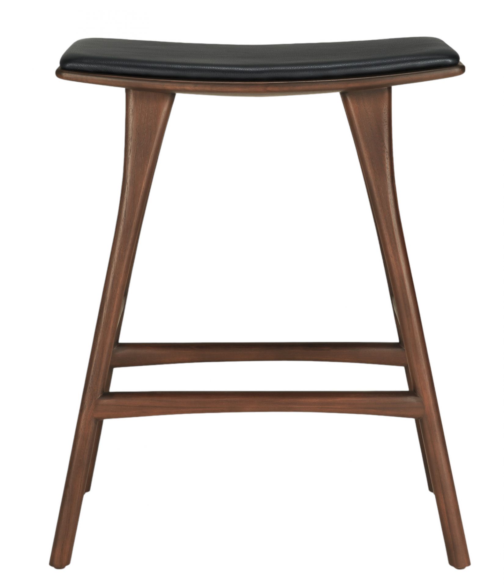 Osso Counter Stool Tabouret de bar avec coussin d'assise en cuir noir Ethnicraft 