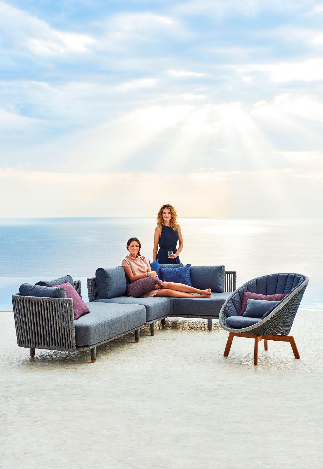 Peacock Outdoor Chaise longue Fibre Cane-Line gris