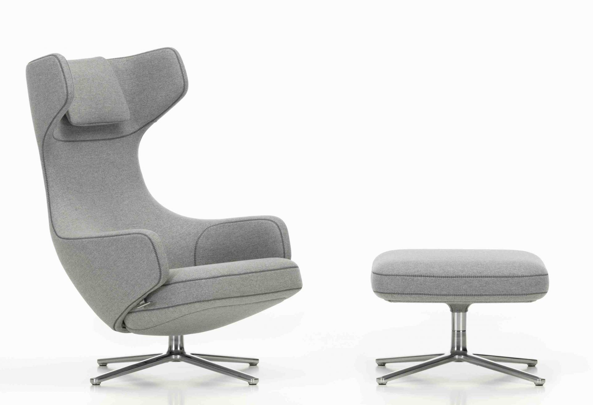 Grand Repos Fauteuil + Ottoman Vitra Poli Cosy Galet