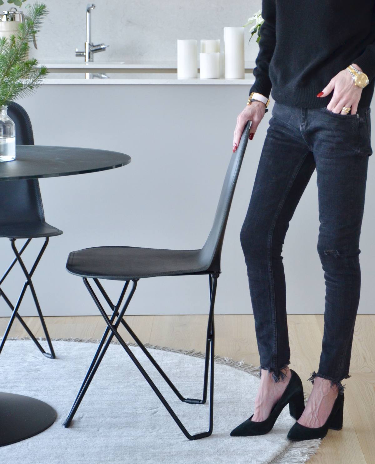 Chaise Cactus recouverte de cuir Cuero