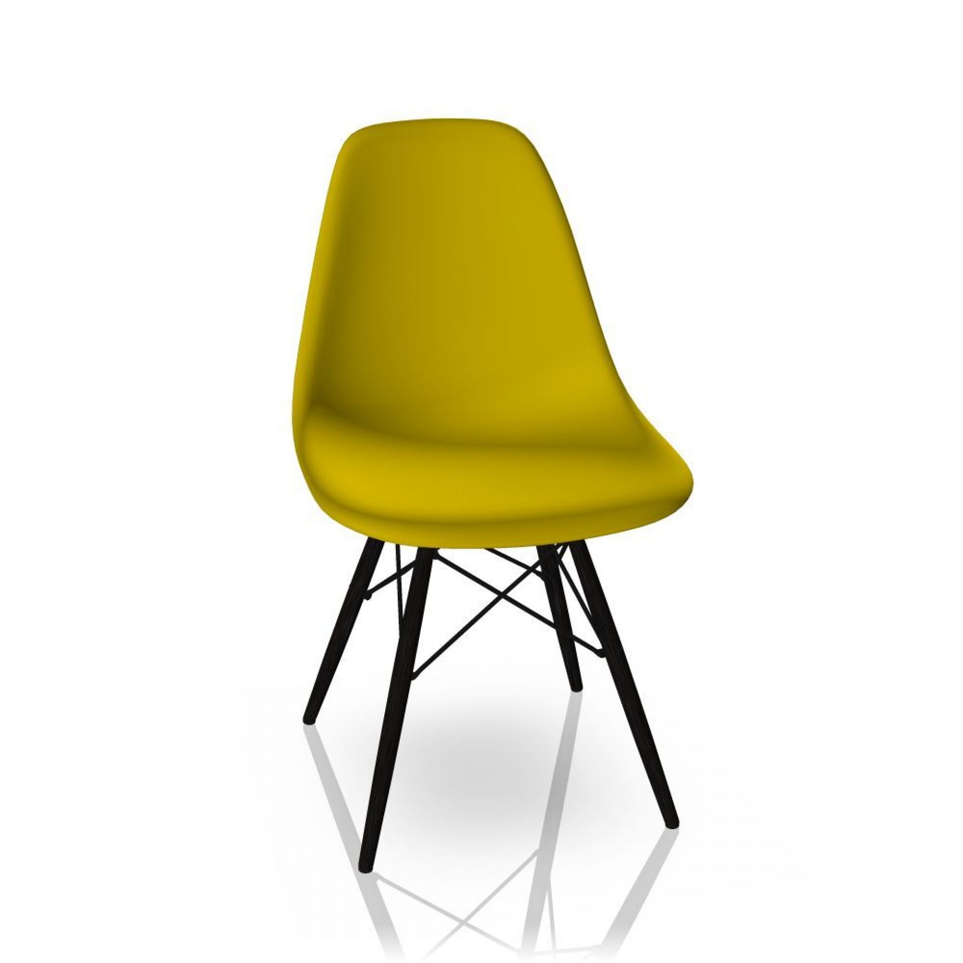 Eames Plastic Side Chair DSW Chaise Vitra Érable noir - moutarde