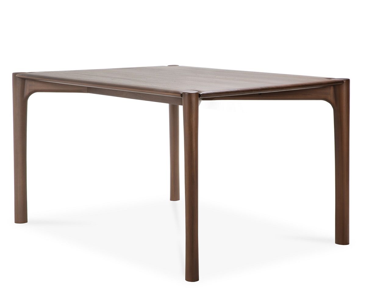 Ethnicraft PI Tisch, rechteckig, aus Teakholz in Dunkelbraun, modernes Design für Esszimmer und Wohnbereich.