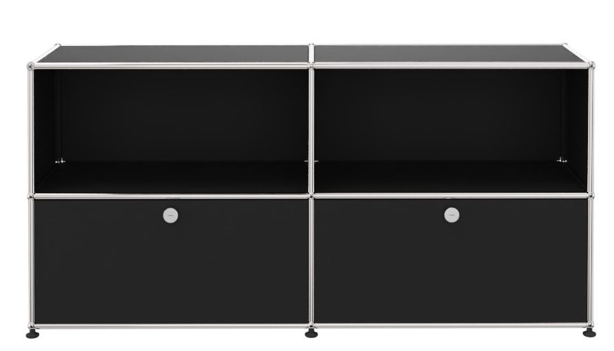 USM Haller Buffet 2 Ouverts / 2 Volets Noir graphite - FAST DELIVERY