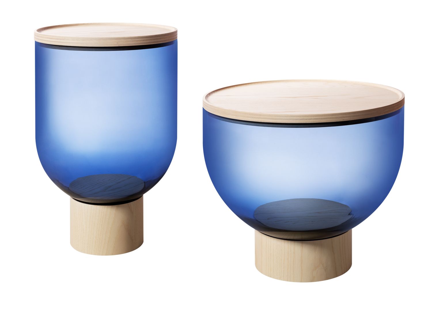 Mastea TS 140 Table d'appoint frêne naturel / bleu fumé Miniforms