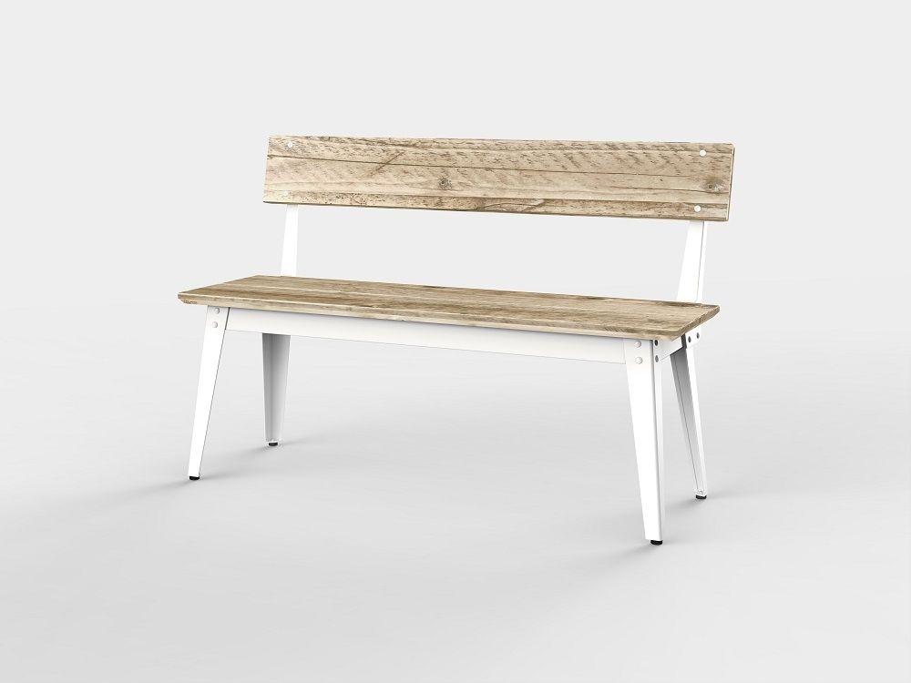 6Grad Extérieur banque avec Dossier 125 cm Jan Cray Bois blanc brut