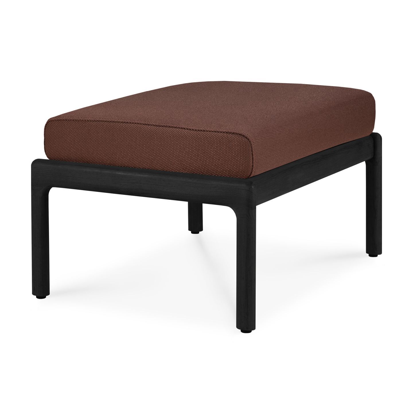 Pouf d'extérieur Jack Outdoor en teck noir et bordeaux Ethnicraft