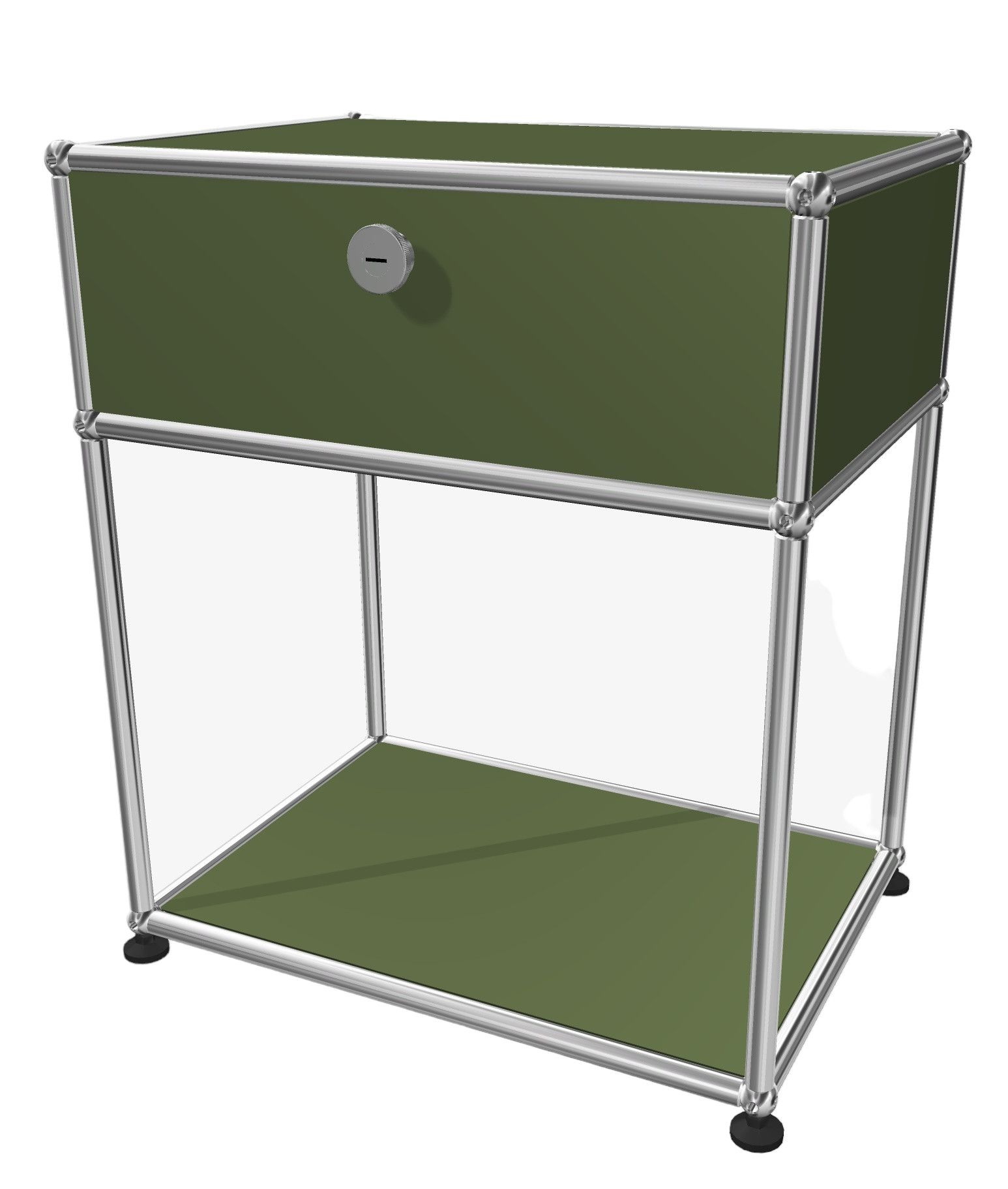USM Haller Table de chevet avec compartiment ouvert M54 Vert olive