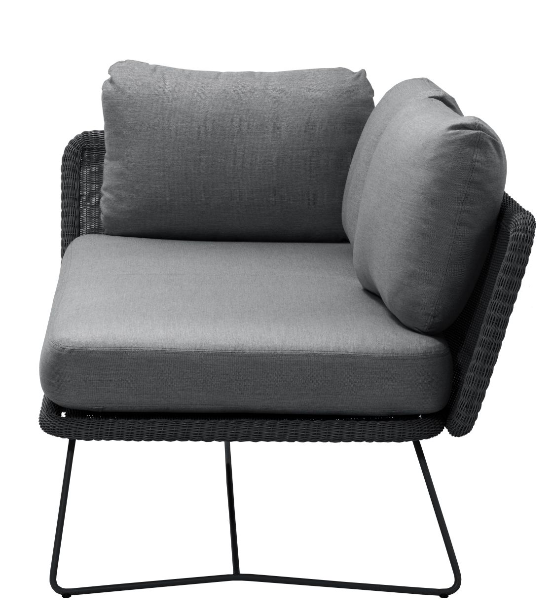 Horizon Outdoor Sofa modulaire 2 places droit Cane-Line Structure noire / Coussin gris