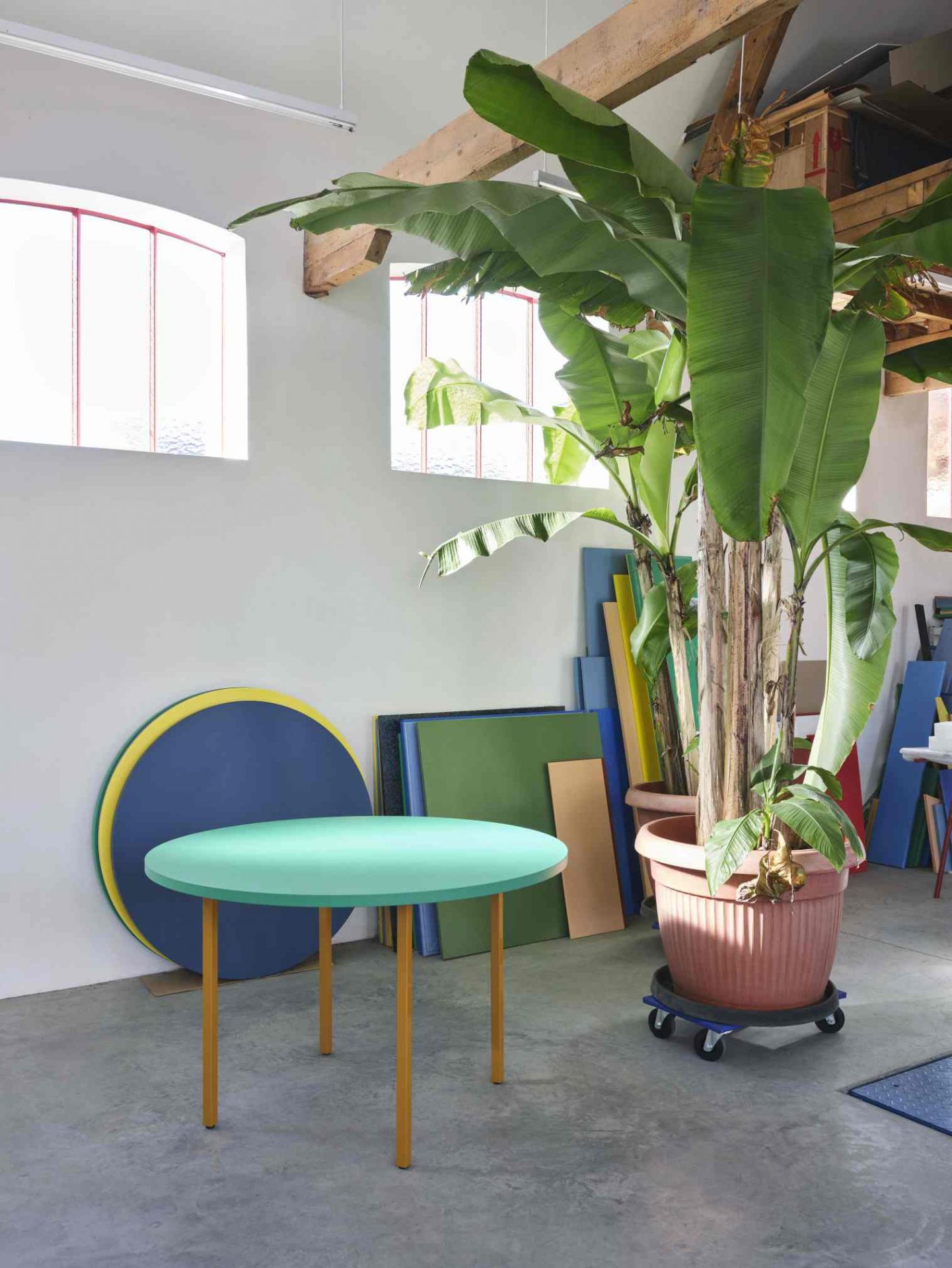 Two Colour Table 120 cm Hay Vert menthe - Ocre