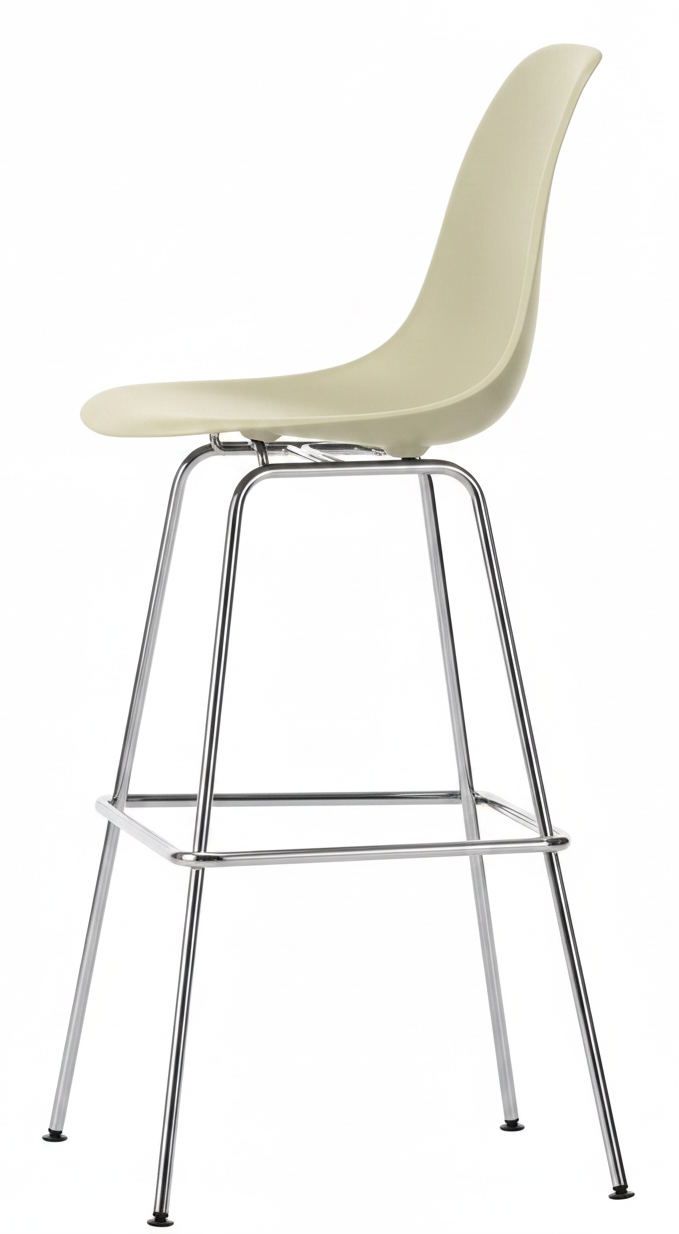 Tabouret de bar Eames en plastique, haut finition chrome galet/brillant Vitra OFFRE SPECIALE