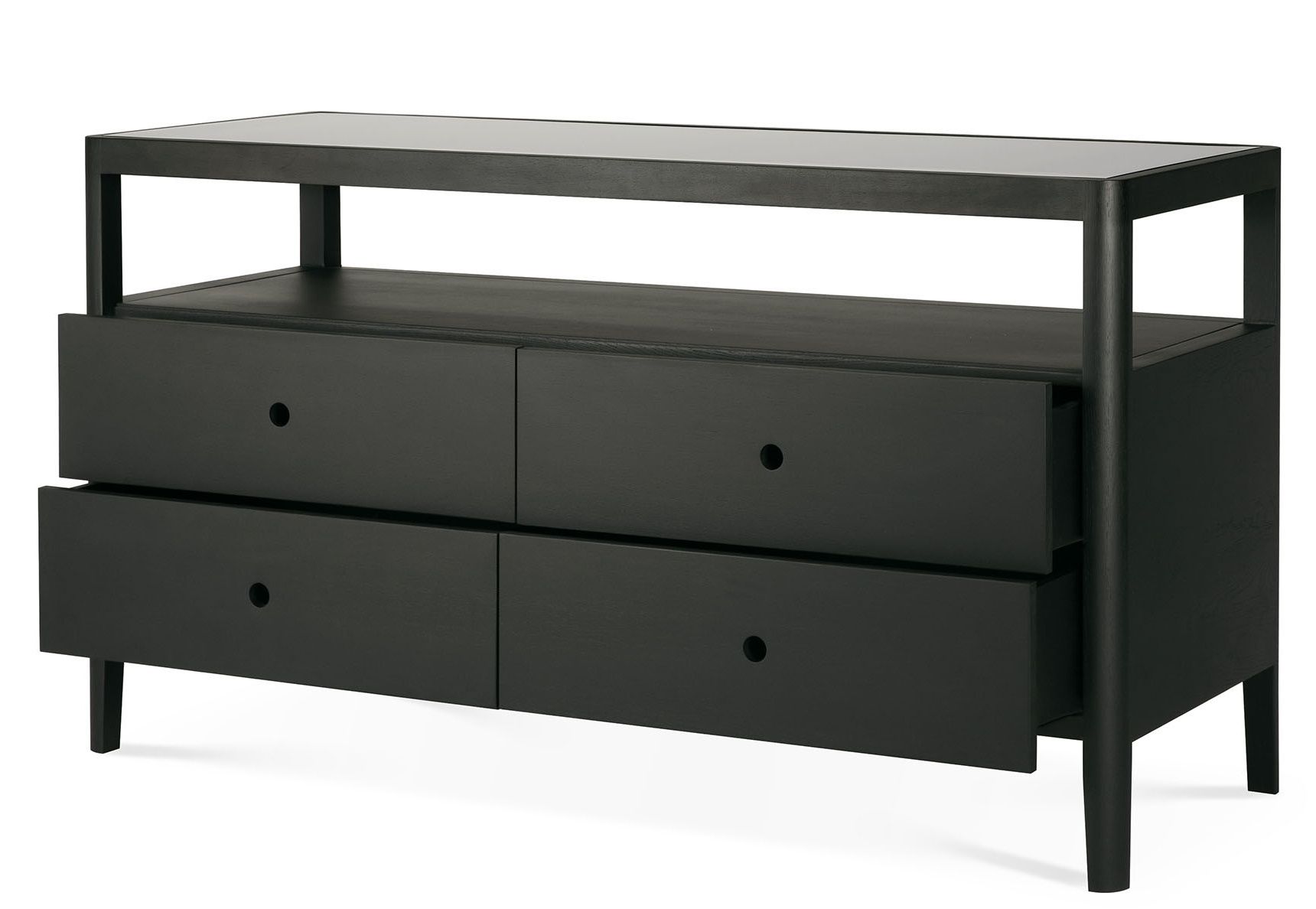 Commode Spindle avec tiroirs en chêne laqué noir Ethnicraft