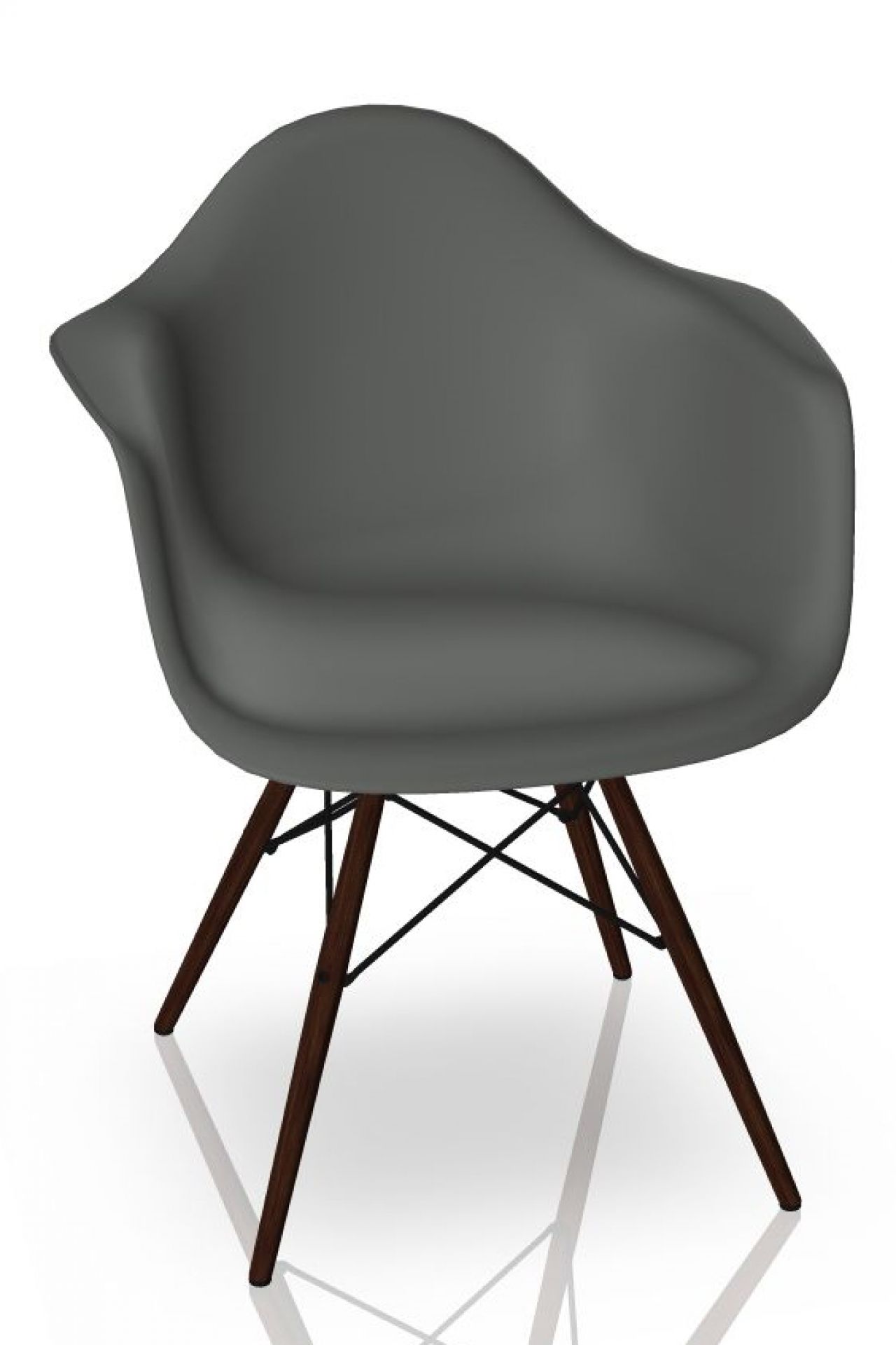 Eames Plastic Arm Chair DAW Chaise Vitra Érable foncé - Granite gris