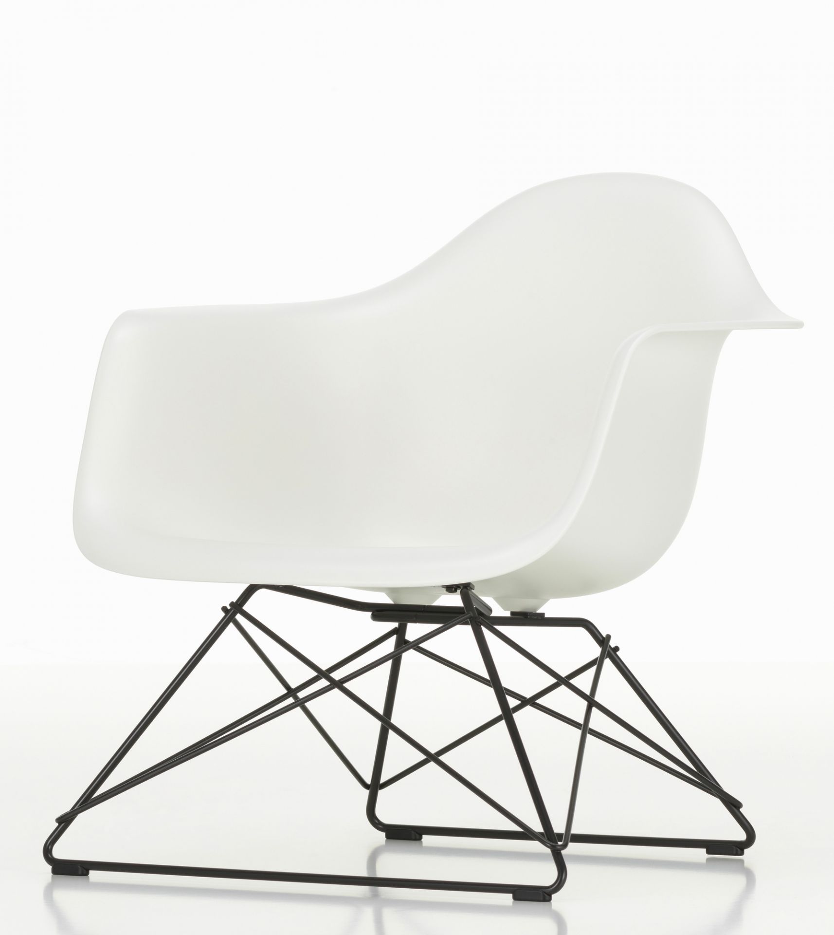 Eames Plastic Arm Chair LAR Chaise Vitra Blanc - Chromé